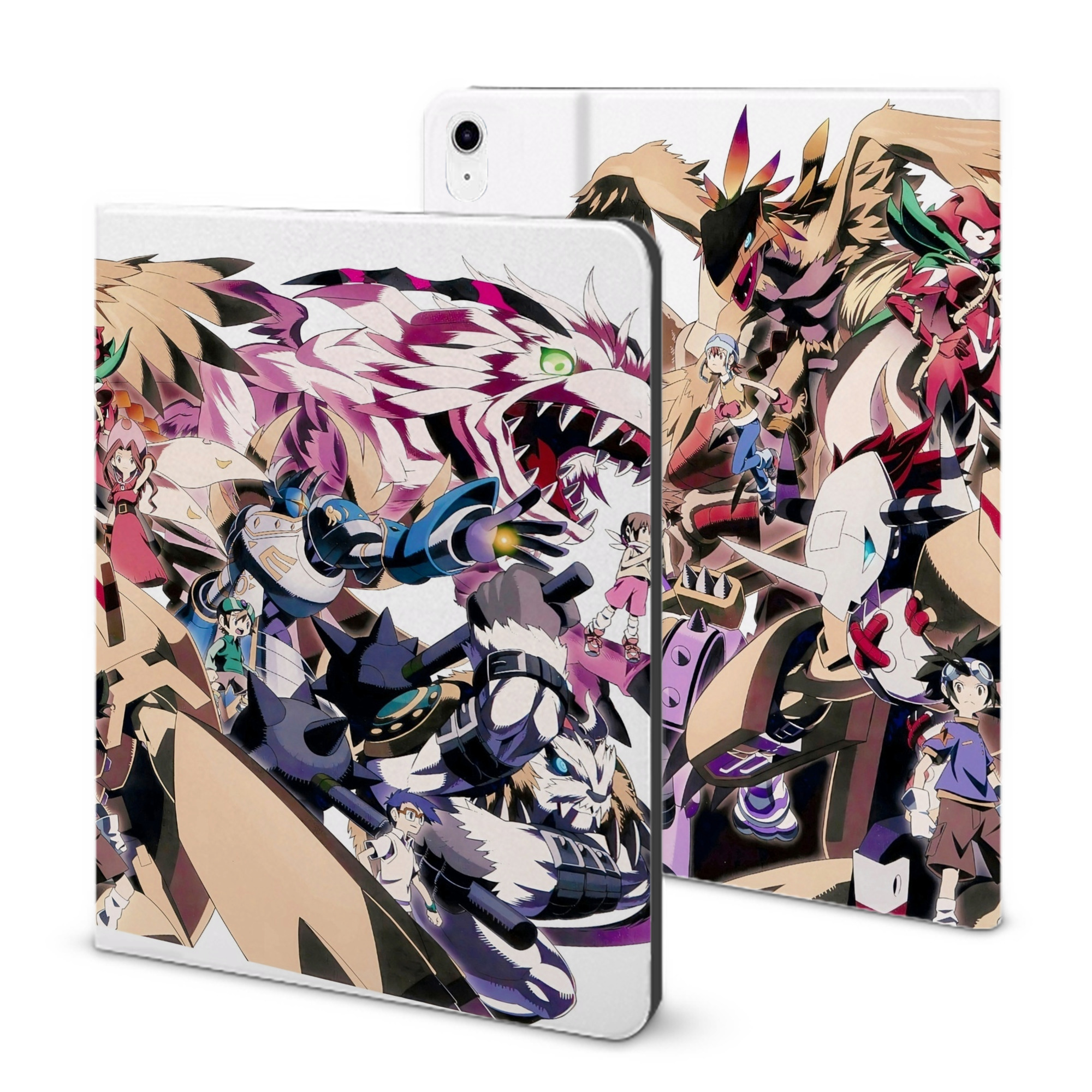 （画像用） Digimon デジタルモンスター/デジモン IPad ケース ブック型 PUレザー TPU 耐衝撃 軽量 薄型 ペン収納なし 全面保護 IPad 各モデル対応